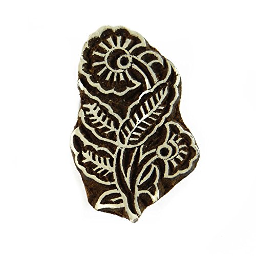 IBA Indianbeautifulart Wooden Textile Stamps Holzdruckblock Floral Stamp Block von IBA Indianbeautifulart