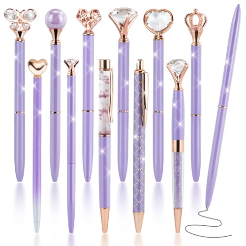 IBEQUEM 12 Stück Kugelschreiber Set, Lila Glitzer Metall Kugelschreiber mit schwarzer Tinte einziehbare Stifte Geschenk für Frauen Mädchen Brautjungfer Hochzeit IBEQUEM 12 Stück Kugelschreiber Set, Lila Glitzer Metall Kugelschreiber mit schwarzer Tinte einziehbare Stifte Geschenk für Frauen Mädchen Brautjungfer Hochzeit von IBEQUEM