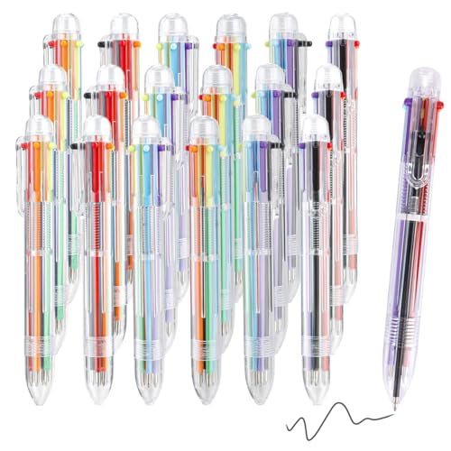 IBEQUEM 18 Stück Mehrfarbiger Kugelschreiber, 6 in 1 Multicolor Stifte Ballpoint Pens, 6 Farben Versenkbare Kugelschreiber für Büro, Schulbedarf, Studenten, Kinder, Krankenschwestern, Geschenk von IBEQUEM