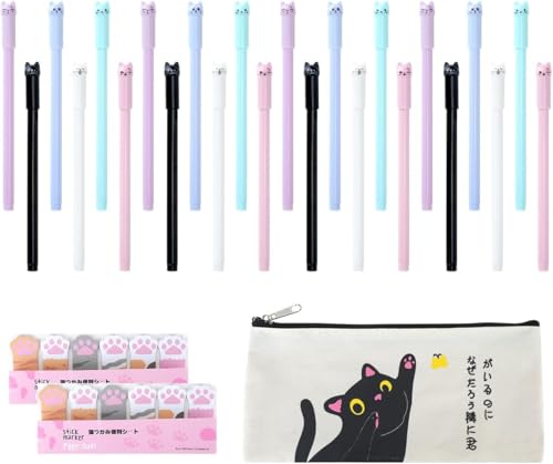 IBEQUEM 27 Stück niedliche Katze Stift Gelschreiber, Katze Stil Kugelschreiber, Schulbedarf einschließlich kawaii nnimal Cartoon Gel-Tintenstift, lustige Katze klebrige Memos Notizen & Bleistift IBEQUEM 27 Stück niedliche Katze Stift Gelschreiber, Katze Stil Kugelschreiber, Schulbedarf einschließlich kawaii nnimal Cartoon Gel-Tintenstift, lustige Katze klebrige Memos Notizen & Bleistift von IBEQUEM