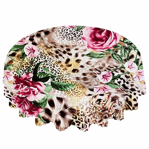 IBILIU Runde Tischdecke mit Leopardenmuster, rosa Blume, Tierfell-Druck, braun, wasserabweisend, Polyester-Tischdecke, dekorative Tischdecke für Küche, Esstisch, Party, Urlaub, 147 cm IBILIU Runde Tischdecke mit Leopardenmuster, rosa Blume, Tierfell-Druck, braun, wasserabweisend, Polyester-Tischdecke, dekorative Tischdecke für Küche, Esstisch, Party, Urlaub, 147 cm von IBILIU