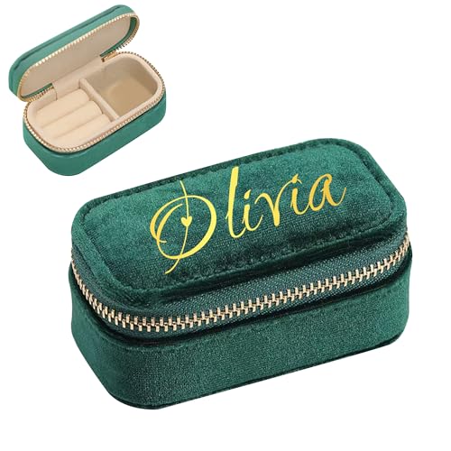 IBLUCTRY Personalisierte Mini-Schmuckschatulle aus Samt für Damen, individueller Namen, Reise-Schmuck-Organizer, tragbare Mini-Aufbewahrungsbox für Ringe, Halsketten, Ohrringe, Hochzeitsantrag IBLUCTRY Personalisierte Mini-Schmuckschatulle aus Samt für Damen, individueller Namen, Reise-Schmuck-Organizer, tragbare Mini-Aufbewahrungsbox für Ringe, Halsketten, Ohrringe, Hochzeitsantrag von IBLUCTRY