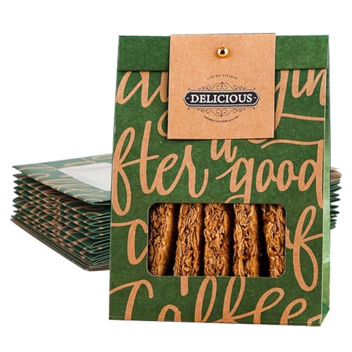 20 Stück Kleine Kekstüten Keksbeutel mit Fenster, Papiertüten mit Verschlussclips Kraftpapier Tüten Zuhause Backen Backbeute Papier Brotbeutel für Gebäck Süßigkeiten Geschenktüte Verpackung von IBLUELOVER