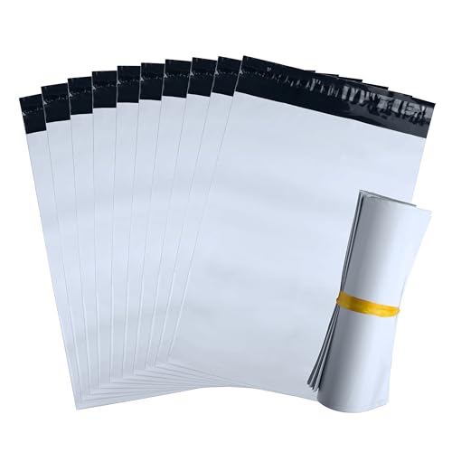 100 weiße, opake Kunststoff-Versandtaschen, selbstklebend, robust, manipulationssicher und wasserdicht (40 x 50 cm, 100 Stück) von IBOO