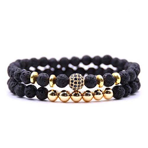 IBOWZ Naturstein Armband Chakra Armband Chakra-Armbänder für Frauen, 7 Chakra-Steine, goldene Perlen, vulkanische Lava, Armreif, Schmuck, Yoga, elastisch, Schwarze Armbänder, ätherisches Öl, Diffu IBOWZ Naturstein Armband Chakra Armband Chakra-Armbänder für Frauen, 7 Chakra-Steine, goldene Perlen, vulkanische Lava, Armreif, Schmuck, Yoga, elastisch, Schwarze Armbänder, ätherisches Öl, Diffu von IBOWZ