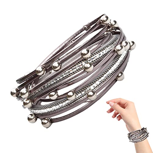 IBUGER Perlenwickelarmband,Armreif mit mehrschichtigem Lederverschluss und Perlen | Boho Leopard Kristall Perlen Manschette Armband Schmuck mit starkem Magnetverschluss für Monther IBUGER Perlenwickelarmband,Armreif mit mehrschichtigem Lederverschluss und Perlen | Boho Leopard Kristall Perlen Manschette Armband Schmuck mit starkem Magnetverschluss für Monther von IBUGER