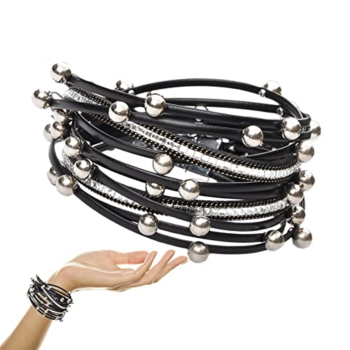 IBUGER Wickelarmband aus Leder, Mehrschichtiges Wickelarmband aus Leder mit 2-reihiger Wicklung, Boho Leopard Kristall Perlen Manschette Armband Schmuck mit starkem Magnetverschluss für Monther IBUGER Wickelarmband aus Leder, Mehrschichtiges Wickelarmband aus Leder mit 2-reihiger Wicklung, Boho Leopard Kristall Perlen Manschette Armband Schmuck mit starkem Magnetverschluss für Monther von IBUGER