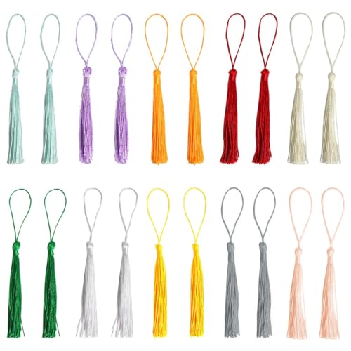 IBXWMNG 20x Mini-Quasten in 10 sanften Farben, handgefertigt und seidig weich - ideal für Schmuckherstellung, DIY Bastelprojekte, Lesezeichen und Wohnkultur, 2 Stück pro Farbe IBXWMNG 20x Mini-Quasten in 10 sanften Farben, handgefertigt und seidig weich - ideal für Schmuckherstellung, DIY Bastelprojekte, Lesezeichen und Wohnkultur, 2 Stück pro Farbe von IBXWMNG