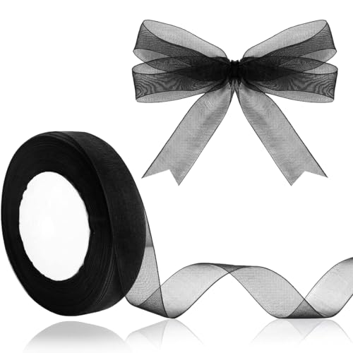 IBXWMNG Schwarzes Organzaband,45m lang - Transparentes schickes Chiffonband für Geschenkverpackungen, Dekorationen - Perfekt für Weihnachten, Hochzeiten Geburtstage IBXWMNG Schwarzes Organzaband,45m lang - Transparentes schickes Chiffonband für Geschenkverpackungen, Dekorationen - Perfekt für Weihnachten, Hochzeiten Geburtstage von IBXWMNG