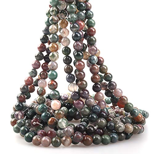 ICAI Beads 6 mm natürlicher indischer Achatstein runde lose Steinperlen für Schmuckherstellung DIY Handwerk Design 1 Strang 38,1 cm APPR.63-65 Stück von ICAI Beads
