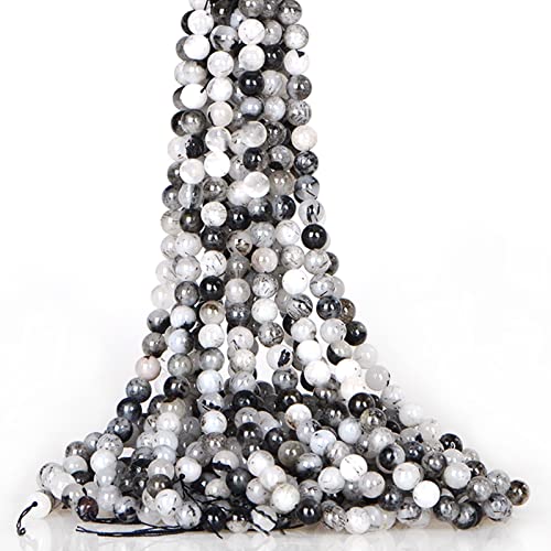 ICAI Beads Turmalinquarz (silberner Rutilquarz) 4 mm natürlicher, energetischer Edelstein | Heilkraft für die Schmuckherstellung | lose Perlen | 1 Strang von ICAI Beads