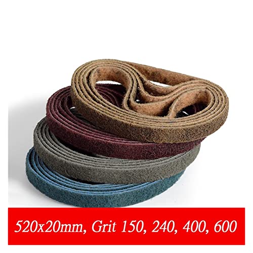 ICAMAS 2 Stück Nylon-Schleifsieb 20 x 520 mm Nylon-Schleifband for Metall 520 * 20 mm gebürstetes Polierband mit Körnung 150-600 (Color : 2PC, Size : GRIT 600_520X20MM) von ICAMAS