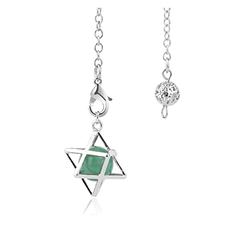 ICAMAS Naturstein Reiki Merkaba Pendel for Wicca Drowsing Hexagramm Pendel Runde Kristall Quarz Perlen Anhänger Schmuck (Color : Green Aventurine) von ICAMAS