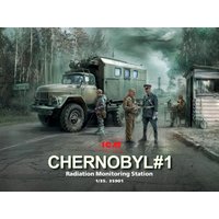 Chernobyl 1.Radiation Monitoring Station (ZiL-131KShM truck & 5 Figures & diorambase w.background) von ICM