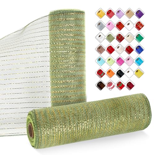 ICOSHOW 2 Rollen Netzband für Kränze, 25,4 cm x 9,2 m, Kranznetz-Rollen mit Metallfolie für Ostern, Weihnachten, Party, Hochzeit, Heimdekoration, Bastelprojekte und Geschenkverpackungen (Armeegrün) ICOSHOW 2 Rollen Netzband für Kränze, 25,4 cm x 9,2 m, Kranznetz-Rollen mit Metallfolie für Ostern, Weihnachten, Party, Hochzeit, Heimdekoration, Bastelprojekte und Geschenkverpackungen (Armeegrün) von ICOSHOW