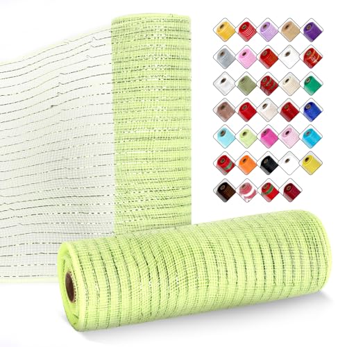 ICOSHOW 2 Rollen Netzband für Kränze, 25,4 cm x 9,2 m, Kranznetz-Rollen mit Metallfolie für Ostern, Weihnachten, Party, Hochzeit, Heimdekoration, Bastelprojekte und Geschenkverpackungen (hellgrün) ICOSHOW 2 Rollen Netzband für Kränze, 25,4 cm x 9,2 m, Kranznetz-Rollen mit Metallfolie für Ostern, Weihnachten, Party, Hochzeit, Heimdekoration, Bastelprojekte und Geschenkverpackungen (hellgrün) von ICOSHOW