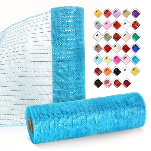 ICOSHOW 2 Rollen Netzband für Kränze, 25,4 cm x 9,2 m, Kranznetz-Rollen mit Metallfolie für Ostern, Weihnachten, Party, Hochzeit, Heimdekoration, Bastelprojekte und Geschenkverpackungen (Pfauenblau) ICOSHOW 2 Rollen Netzband für Kränze, 25,4 cm x 9,2 m, Kranznetz-Rollen mit Metallfolie für Ostern, Weihnachten, Party, Hochzeit, Heimdekoration, Bastelprojekte und Geschenkverpackungen (Pfauenblau) von ICOSHOW