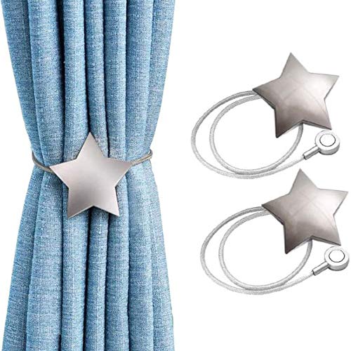 Magnetische Vorhang-Raffhalter mit silberfarbenem Stern, handgefertigt, dekorative Vorhanghalter für Gardinen von ICOUVA