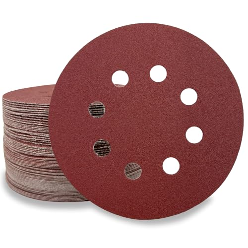 Schleifscheiben, 12,7 cm, 8 Löcher, Klett-Schleifscheiben, Körnung 120, 50 Stück, für Exzenterschleifer-Pads Schleifscheiben, 12,7 cm, 8 Löcher, Klett-Schleifscheiben, Körnung 120, 50 Stück, für Exzenterschleifer-Pads von ICOYICO