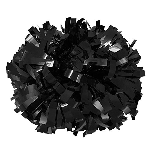 Metallic Cheerleader Cheerleading Pom Poms 15,2 cm 1 Paar 2 Stück (schwarz) von ICObuty