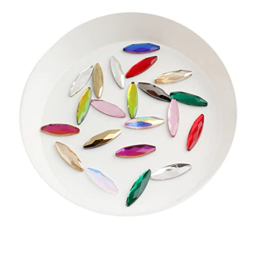 ICXLPMC Nagelkunst-Strasssteine für 3D-Nägel, Dekoration, langes Pferdeaugen-förmiges Glas, bunte AB-Steine, Heimkollektionen (Farbe: gemischte Farben, Größe: 30 Stück) von ICXLPMC
