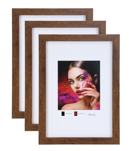 IDEAL TREND 2er 3er 5er Set Holz Bilderrahmen Lifestyle Plexi Foto Rahmen Collage Wanddeko Poster HR-25: Farbe: 3er Pack Braun | Format: 10x15 von IDEAL TREND