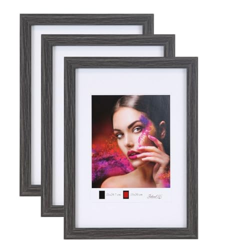 IDEAL TREND 2er 3er 5er Set Holz Bilderrahmen Lifestyle Plexi Foto Rahmen Collage Wanddeko Poster HR-25: Farbe: 3er Pack Grau | Format: 40x60 von IDEAL TREND