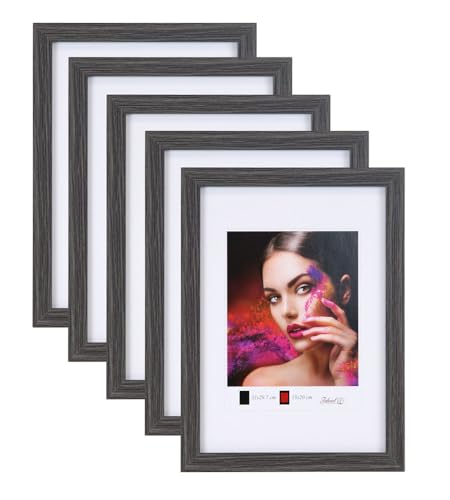 IDEAL TREND 2er 3er 5er Set Holz Bilderrahmen Lifestyle Plexi Foto Rahmen Collage Wanddeko Poster HR-25: Farbe: 5er Pack Grau | Format: 15x20 von IDEAL TREND