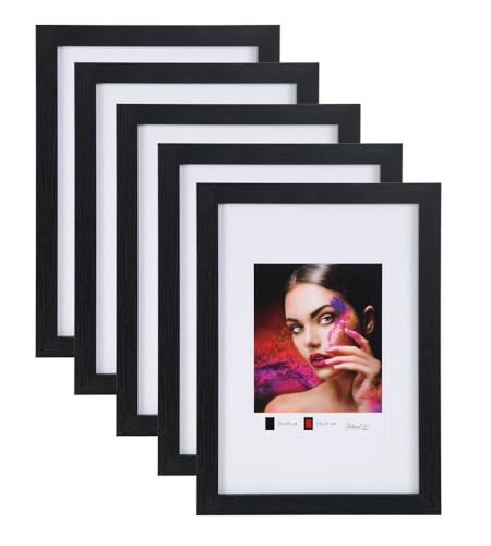 IDEAL TREND 2er 3er 5er Set Holz Bilderrahmen Lifestyle Plexi Foto Rahmen Collage Wanddeko Poster HR-25: Farbe: 5er Pack Schwarz | Format: 40x60 von IDEAL TREND