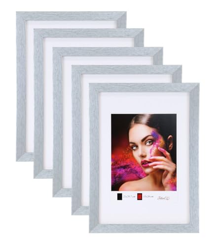 IDEAL TREND 2er 3er 5er Set Holz Bilderrahmen Lifestyle Plexi Foto Rahmen Collage Wanddeko Poster HR-25: Farbe: 5er Pack Silber | Format: 50x70 von IDEAL TREND