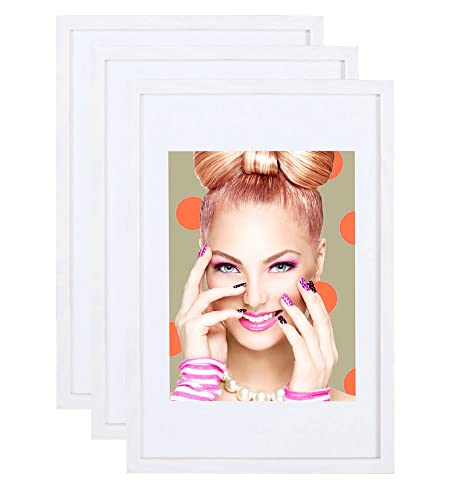 IDEAL TREND 3er 5er Set Holz Bilderrahmen Lifestyle Plexi Foto Rahmen Collage Wanddeko Poster S111: Farbe: 3er Pack Weiß | Format: 40x60 von IDEAL TREND