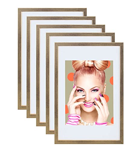 IDEAL TREND 3er 5er Set Holz Bilderrahmen Lifestyle Plexi Foto Rahmen Collage Wanddeko Poster S111: Farbe: 5er Pack Gold | Format: 40x50 von IDEAL TREND