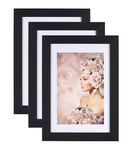 IDEAL TREND 3er Pack Holz Bilderrahmen Foto Plexi Rahmen Acryl Collage Wanddeko Poster S215: Farbe: Schwarz | Format: 29,7x42 A3 von IDEAL TREND