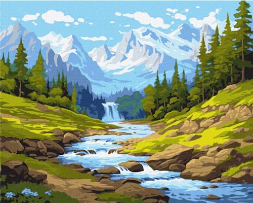 IDEYKA Bach in den Bergen - Malen nach Zahlen für Erwachsene, 40x50 cm, Realistisch, Landschaft, Acryl, Leinwand, mit Rahmen, DIY-Malen nach Zahlen als Geschenk IDEYKA Bach in den Bergen - Malen nach Zahlen für Erwachsene, 40x50 cm, Realistisch, Landschaft, Acryl, Leinwand, mit Rahmen, DIY-Malen nach Zahlen als Geschenk von IDEYKA