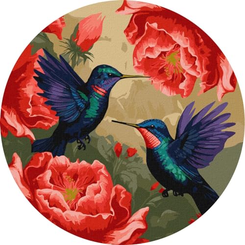 IDEYKA Bunte Kolibris mit metallischen Farben - Malen nach Zahlen für Erwachsene, einfaches Acryl-Malen nach Zahlen für Erwachsene, malen nach zahlen erwachsene mit rahmen,DIY-als Geschenk, d39cm IDEYKA Bunte Kolibris mit metallischen Farben - Malen nach Zahlen für Erwachsene, einfaches Acryl-Malen nach Zahlen für Erwachsene, malen nach zahlen erwachsene mit rahmen,DIY-als Geschenk, d39cm von IDEYKA