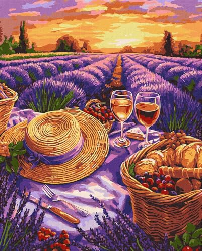 IDEYKA Der violette Horizont ©art_selena_ua Malen nach Zahlen für Erwachsene, einfaches Acryl-Malen nach Zahlen für Erwachsene, mit rahmen,DIY als Geschenk, 40x50cm von IDEYKA