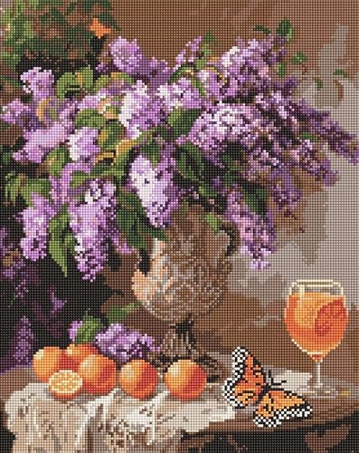 IDEYKA Diamond Painting - Duftender Flieder ©sophiia_іllustrations, 40х50cm, Diamant-Kunst-Malsets für Erwachsene, DIY-Bastelsets von IDEYKA