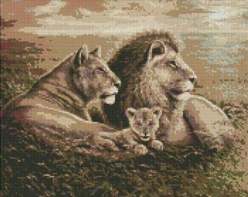 IDEYKA Diamond Painting - Löwenfamilie Sergiy Lobach 40х50 Tiere mit Holzrahmen von IDEYKA