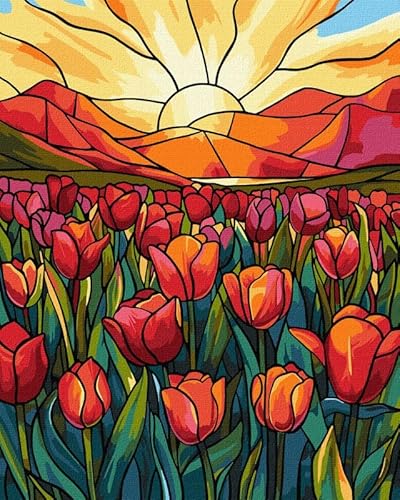IDEYKA Ein Feld voller Tulpen - Malen nach Zahlen für Erwachsene, einfaches Acryl-Malen nach Zahlen für Erwachsene, malen nach zahlen erwachsene mit rahmen,DIY-Malen nach Zahlen als Geschenk, 40х50cm IDEYKA Ein Feld voller Tulpen - Malen nach Zahlen für Erwachsene, einfaches Acryl-Malen nach Zahlen für Erwachsene, malen nach zahlen erwachsene mit rahmen,DIY-Malen nach Zahlen als Geschenk, 40х50cm von IDEYKA