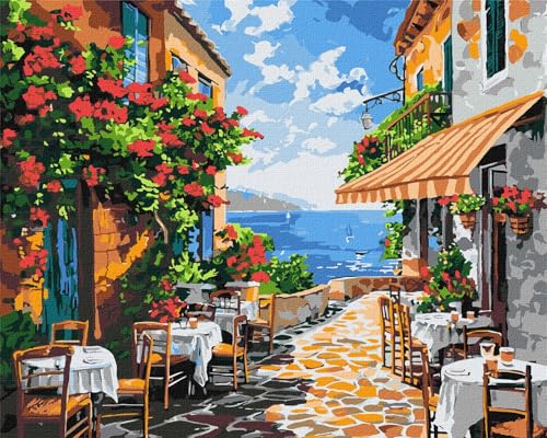 IDEYKA Eine ruhige Ecke ©art_selena_ua Malen nach Zahlen für Erwachsene, einfaches Acryl-Malen nach Zahlen für Erwachsene, mit rahmen,DIY als Geschenk, 40x50cm von IDEYKA