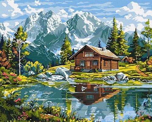 IDEYKA Gemütliches Cottage - Malen nach Zahlen für Erwachsene, 40x50 cm, mit Rahmen, Acrylfarben, DIY-Malen nach Zahlen als Geschenk von IDEYKA