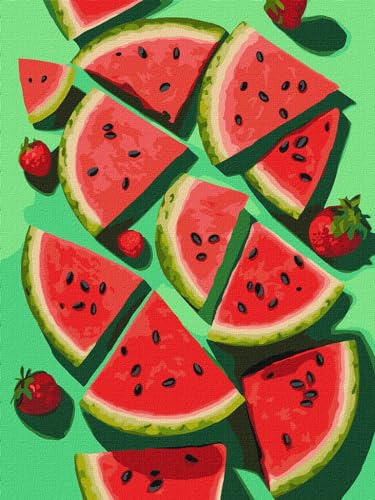 IDEYKA Malen nach Zahlen Appetitlicher Wassermelone art selena ua 30x40 mit Holzrahmen von IDEYKA