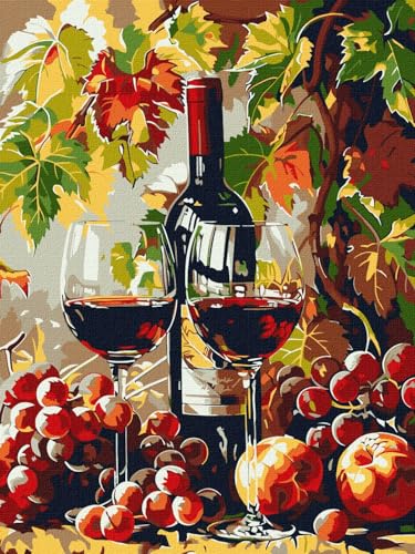 IDEYKA Malen nach Zahlen - Herbstlicher Wein ©art_selena_ua Malen nach Zahlen für Erwachsene, einfaches Acryl-Malen nach Zahlen für Erwachsene, mit rahmen, DIY als Geschenk, 30x40 cm von IDEYKA