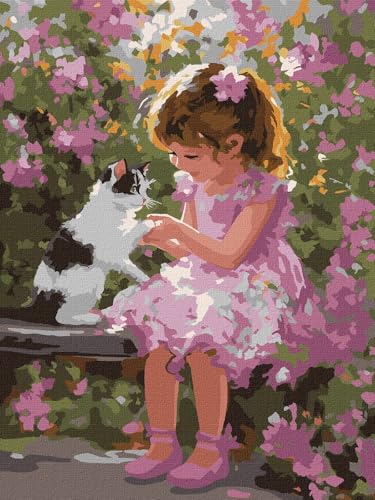IDEYKA Malen nach Zahlen - Spielen mit einem Kätzchen ©art.solomiia Malen nach Zahlen für Erwachsene, einfaches Acryl-Malen nach Zahlen für Erwachsene, mit rahmen,DIY als Geschenk, 30x40 cm von IDEYKA