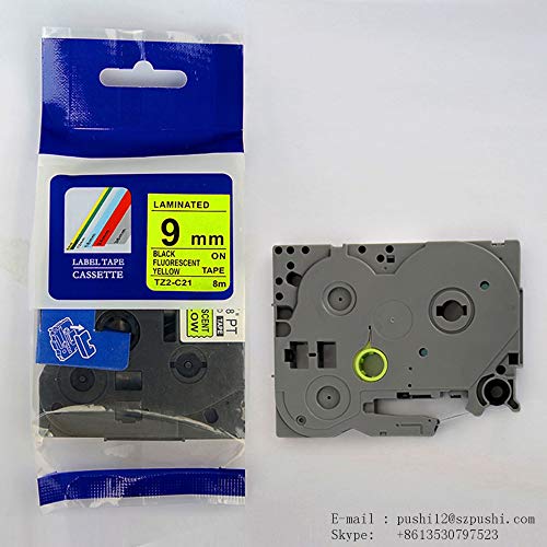 IDIK Kompatibel Schwarz auf Grippe. Gelb TZe-C21 TZ-C21 9mm laminiert label bänder für Ptouch label drucker von IDIK