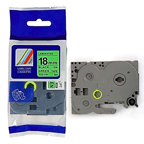 IDIK TZ741 TZe741 Etikettenband für Brother P-Touch PT-D600, 18 mm, Schwarz auf Grün von IDIK