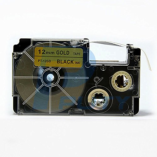 XR-12GD1 Etikettenband, kompatibel mit XR-12GD, Schwarz auf Gold, 12 mm x 8 m, 12 mm x 8 m von IDIK