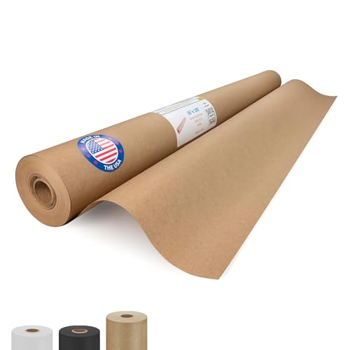 IDL Packaging 91,4 x 54,9 m (5466,4 cm) braune Kraftpapierrolle, 13,6 kg (1 Stück) – Qualitätspapier zum Verpacken, Umzug, Versand, Basteln – 100% recycelbares natürliches Kraftpapier-Geschenkpapier von IDL Packaging