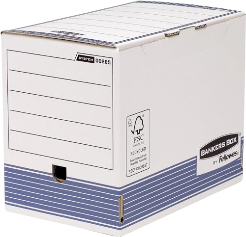 IDMENAGE Archivbox – aus weißem und blauem Karton – Größe 340 x 255 x 200 mm – wird in 10er-Packungen verkauft von IDMENAGE