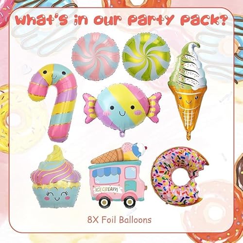 IDNVFY 8 Stücke Dessertballons Und 2 Stück Eiscreme, Food -Serie -Luftballons, Süße Und Lustige Zugflaggen, Partydekorationen. IDNVFY 8 Stücke Dessertballons Und 2 Stück Eiscreme, Food -Serie -Luftballons, Süße Und Lustige Zugflaggen, Partydekorationen. von IDNVFY